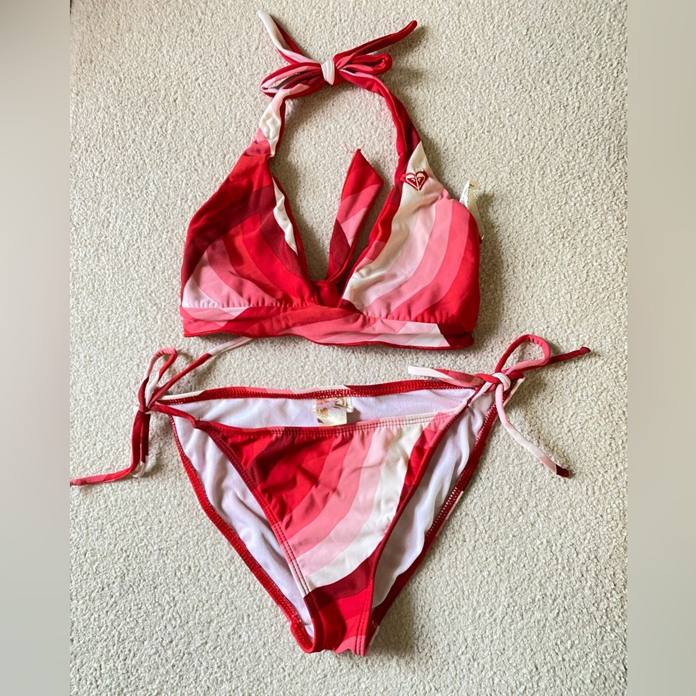 Roxy Red & Pink Gradient Halter Bikini